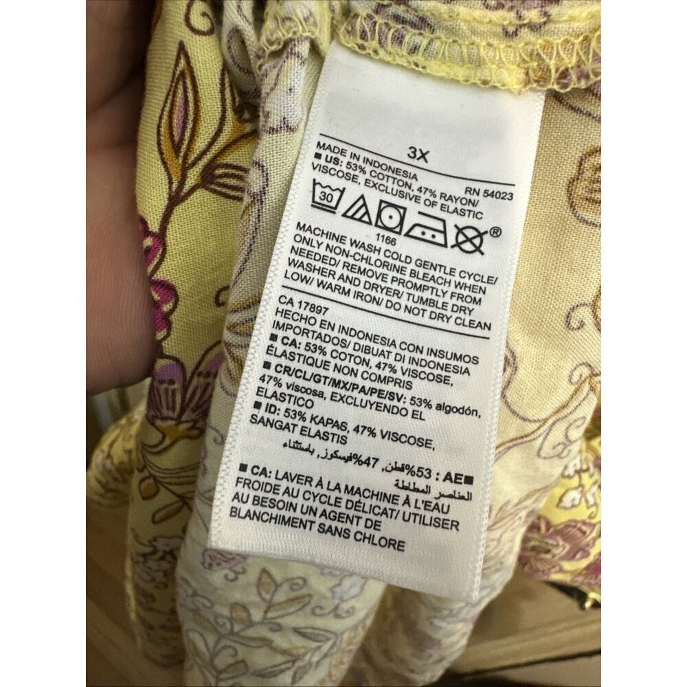 Old Navy Women’s Yellow Floral Boho Midi Dress Size 3X Smocked Waist Cottagecore - Picture 4 of 10